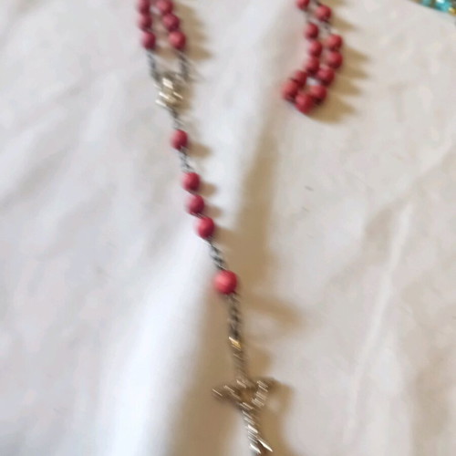 Rosary used with red wooden beads