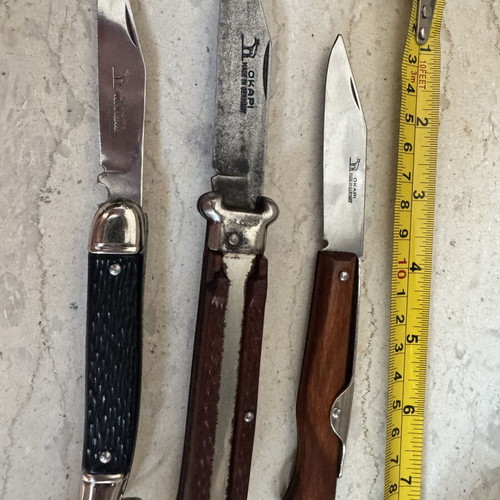 Vintage OKAPI folding knives set of 3, made in Germany