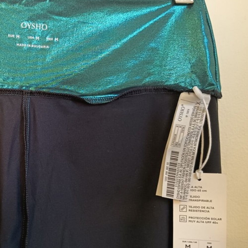 Oysho metallic high-waisted leggings new, size M, blue