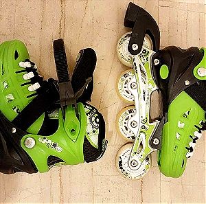 Πατίνια Roller Skates Αυξομειούμενα σε 3 Μεγέθη (35-38) Πράσινα ΑΘΛΟΠΑΙΔΙΑ