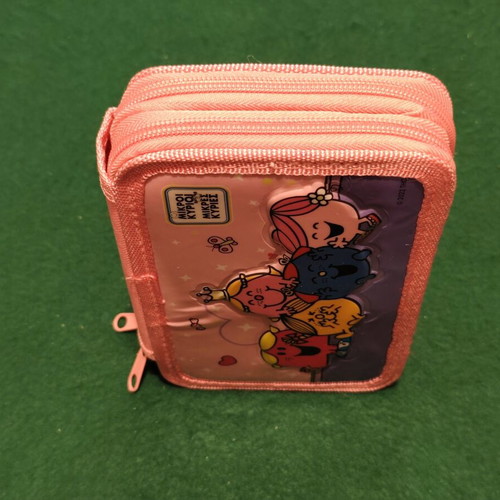 Little Miss Mr. Men children's double-zip pencil case, pink