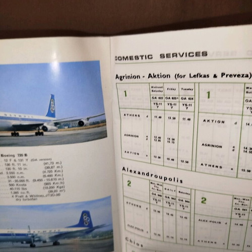 Olympic Airways Timetable 1975 used