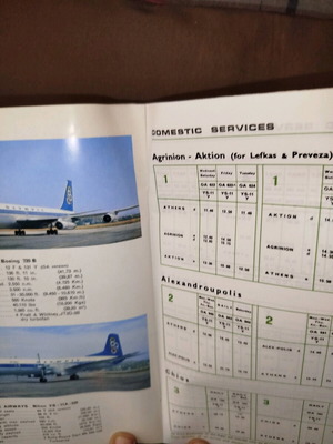 Olympic Airways Timetable 1975 used