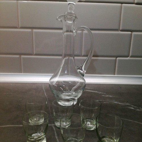 Serving set used, 7 pieces with decanter and shot glasses