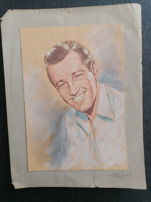 Portrait of William Holden by P. Poulakis, colored pencils, used