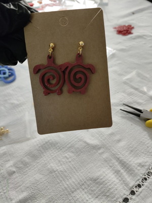 Ceramic turtle earrings 3D printed and hand painted, made to order