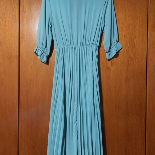 Freestyle official midi dress turquoise with 3/4 sleeves and pleated skirt