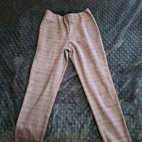 Zara women's checked pants medium like new, beige brown