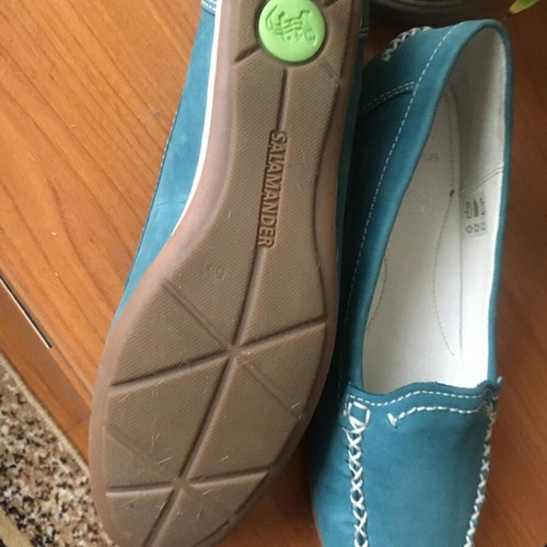 Salamander women's moccasins new, natural nubuck, turquoise color, size 37.5