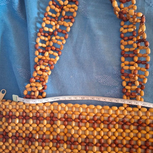 Handmade shoulder bag with natural wooden beads, used