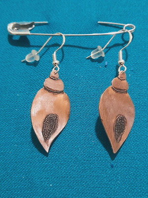 Handmade earrings copper with silver clasp new