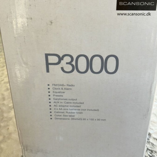 Scansonic FM/DAB+ radio used with alarm and original power adaptor