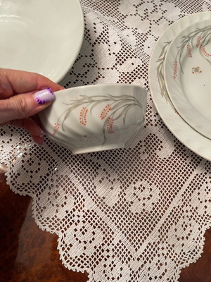 Bulgarian porcelain dish set used, 4 pieces from Kitka