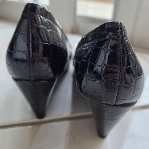 Black patent leather shoes with rhinestone buckle, new, size 38