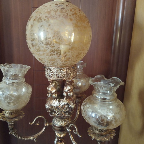 Floor lamp used, gold-bronze color, height 1.60 m