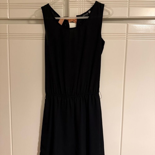 Black dress like new with peach bows and belt