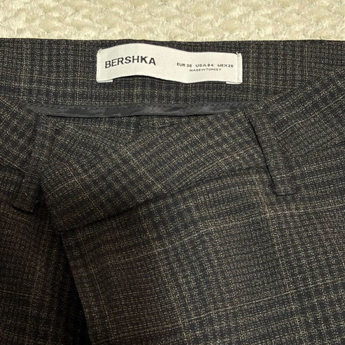 Gray checked fabric pants Bershka like new, size S