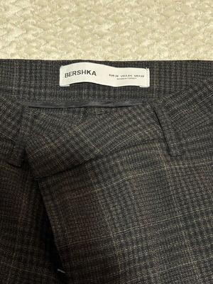 Gray checked fabric pants Bershka like new, size S