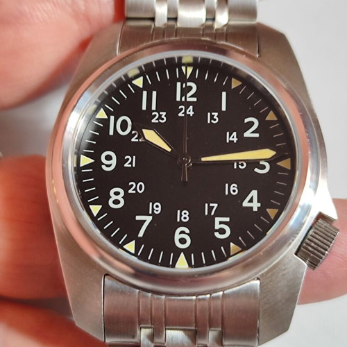 Military style wristwatch, stainless steel, waterproof 100m