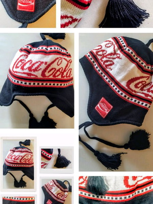 Coca-Cola knitted earflap beanie new