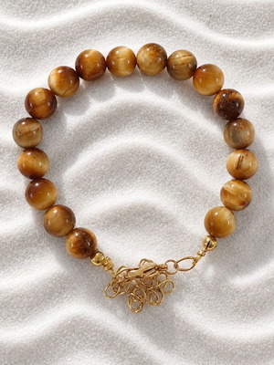 Handmade bracelet with tiger eye stones new, brown and gold