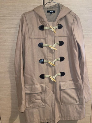 ASOS παλτό τύπου duffle coat μεταχειρισμένο, μπεζ nude με κουκούλα