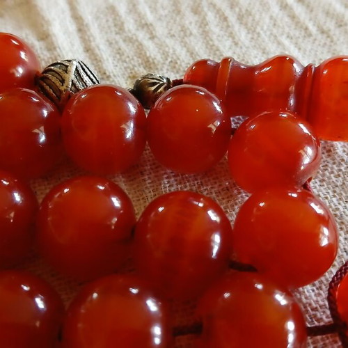 Mastic Bakelite Worry Beads with Silver Elements Like New