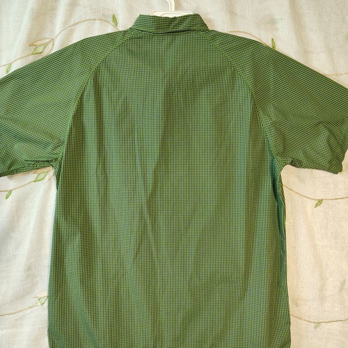 The North Face men's shirt size L, green-black check, like new