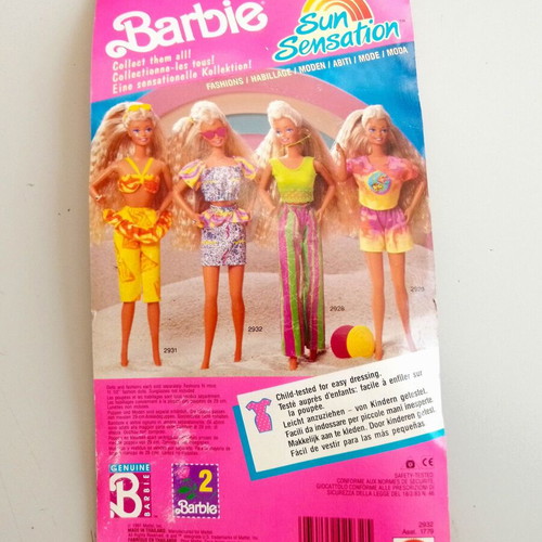 Barbie Sun Sensation Fashions 1991 #2932 Mattel Hot Summer Outfit new