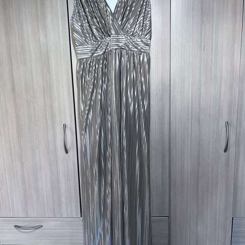 Kocca maxi metallic dress with pleated design and crossover neckline