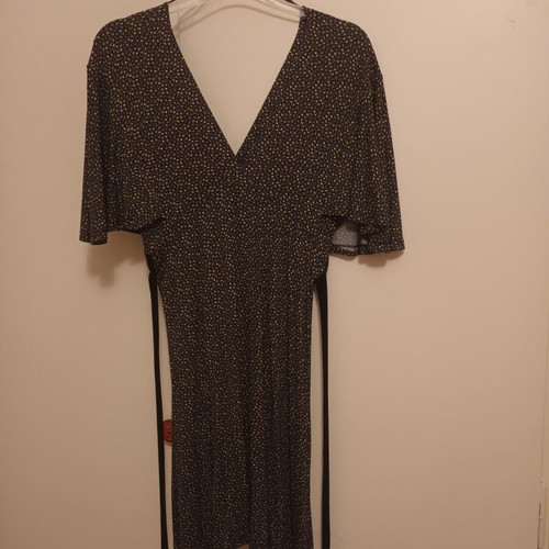 IF GANAS women's kimono dress like new, belt waist, black multicolor
