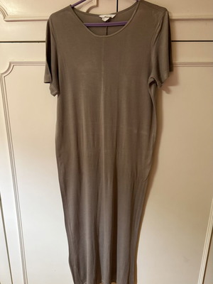 H&M midi dress used, dark beige, soft jersey viscose, size M