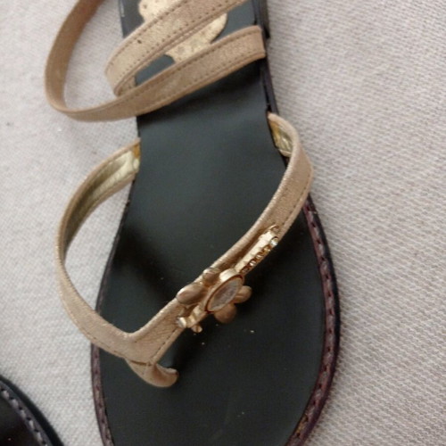 Schutz sandals new, gold color with ankle cords, size 37