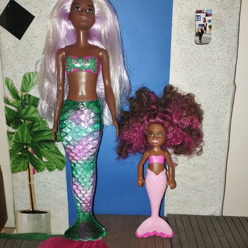 Barbie mermaids used, Colour reveal and Chelsea