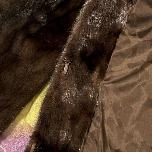 Authentic mink fur coat like new, brown, size L
