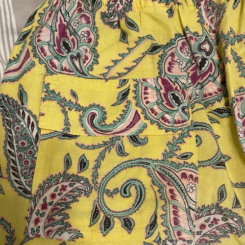 ZARA linen printed ankle-length pants like new, yellow