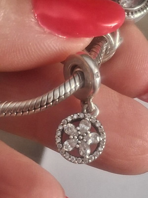 Pandora charm snowflake decorated with zircon stones and crystals, like new