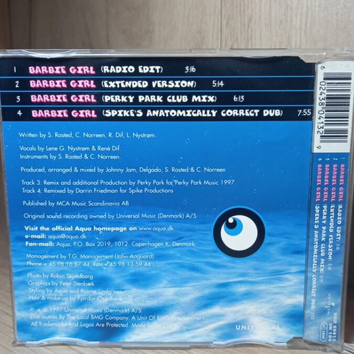 Aqua Barbie Girl music CD single like new, pop