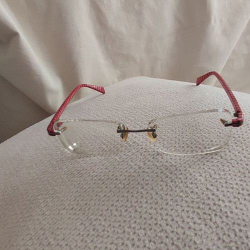 Eschenbach glasses frame used, lightweight, red striped design