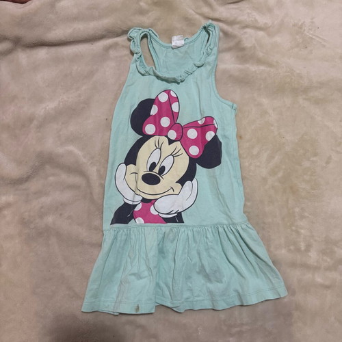 Disney girls set with Minnie Mouse dress and shirt used, 4-5 yrs, stains