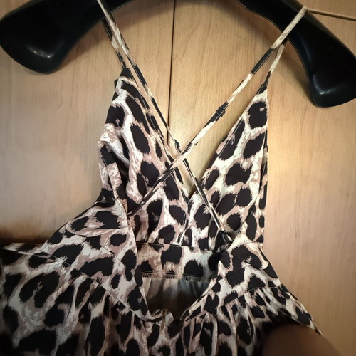 Leopard animal print long dress like new, size M fits L