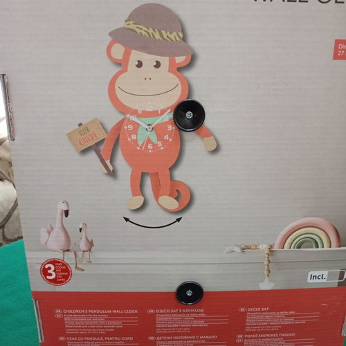 Children's pendulum monkey clock AURIOL like new