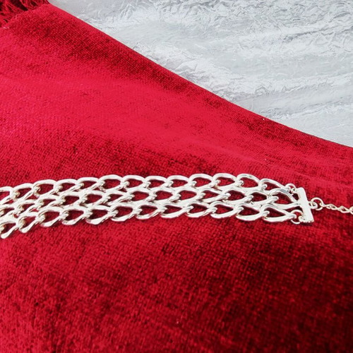 Steel bracelet with three chain rows like new, adjustable