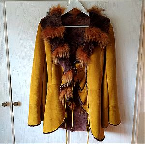 Vintage suede μπουφάν με γούνα