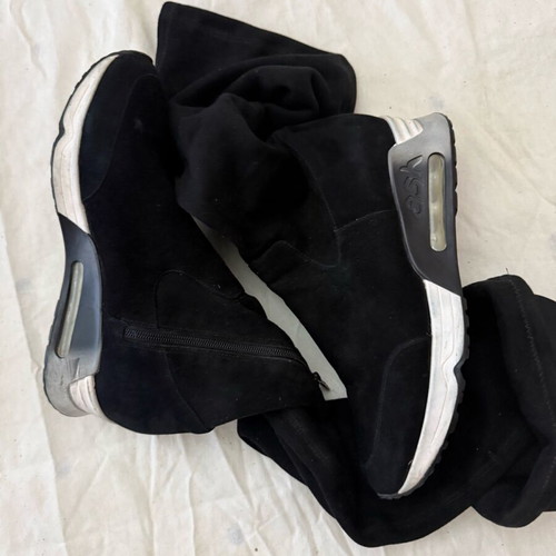 Ash black suede over-the-knee boots