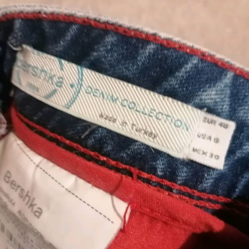 Bershka denim shorts with English flag embroidery used, size 40