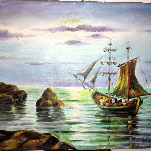 Painting on canvas used 40x30cm with landscape