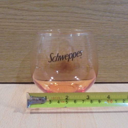 Schweppes soda promotional set of two colored glasses new