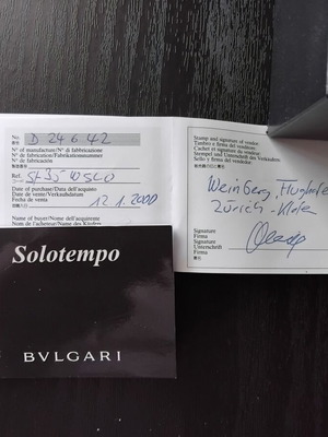 Bvlgari (Bulgari) Solotempo, ανδρικό/unisex, άριστη κατάσταση, πιστοποιητικά, γνήσιο κουτί/λουράκι
