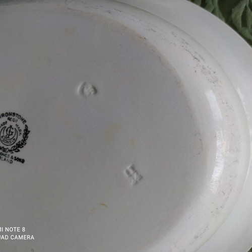 English Staffordshire antique serving platters used, set of 2